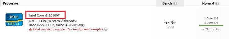 英特爾酷睿i3-10100T芯片在UserBenchmark上的性能為Comet Lake預(yù)算選擇帶來(lái)希望