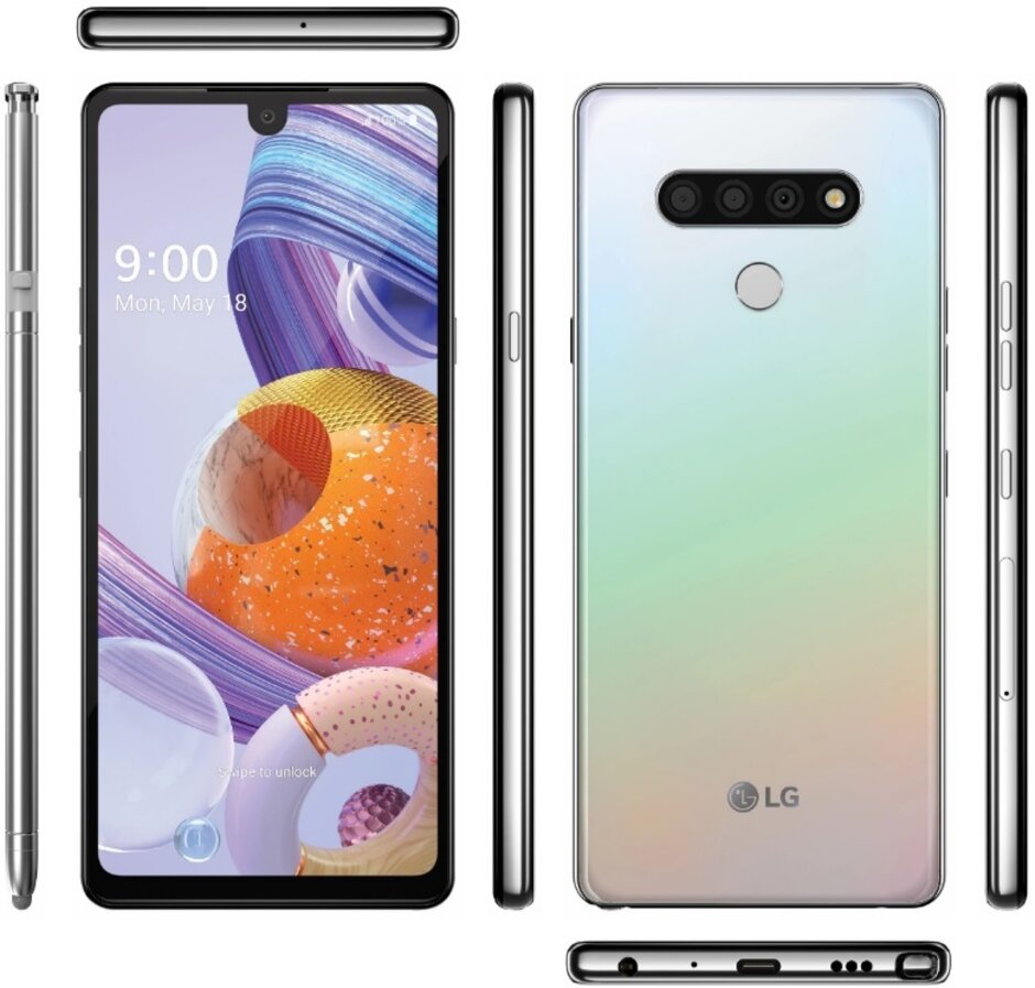 LG Stylo 6的渲染呈現(xiàn)淚滴狀缺口，更薄的邊框和更高的寬高比