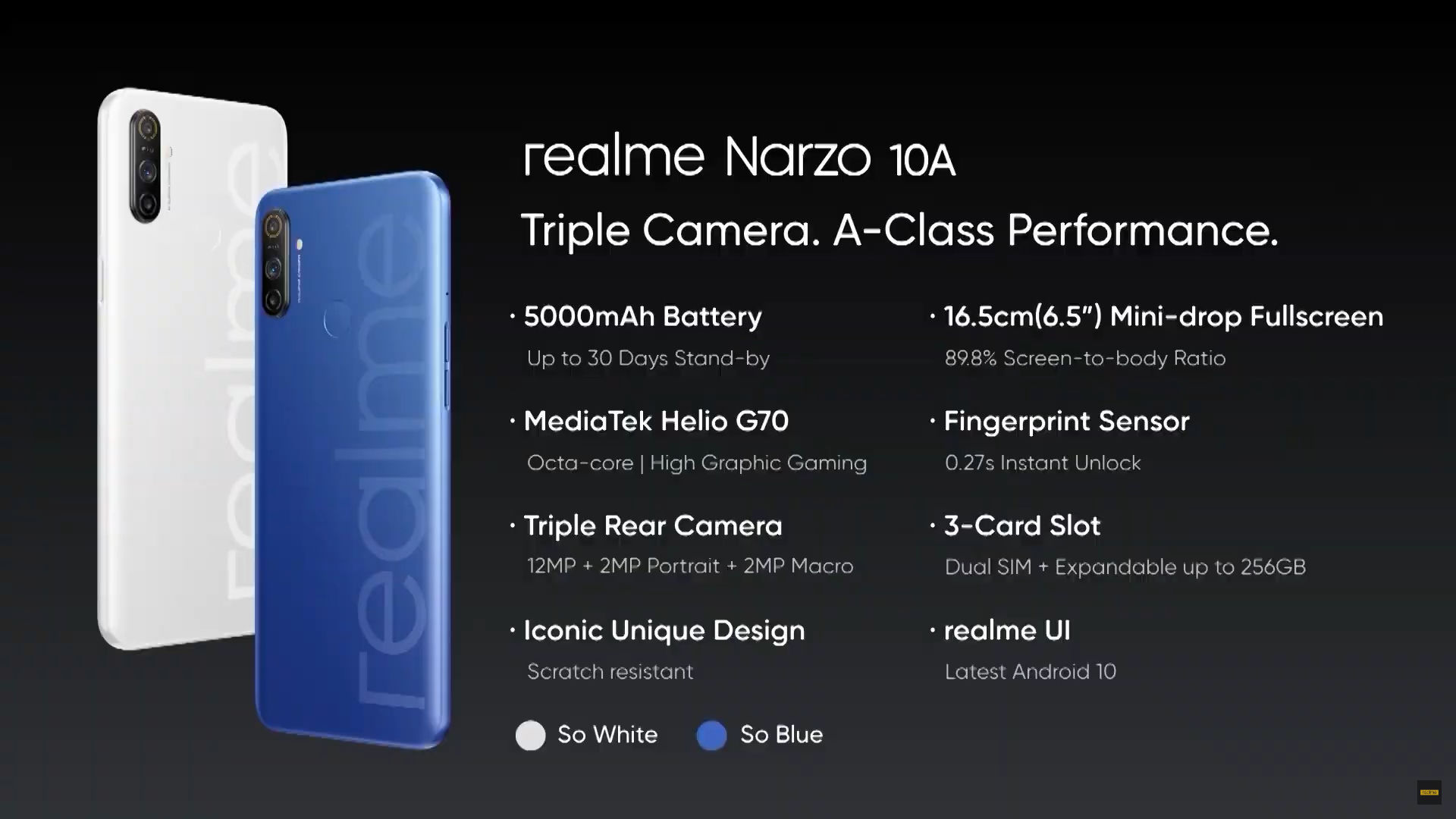 Realme Narzo 10，帶有5000mAh電池的Narzo 10A，6.5英寸顯示屏在印度推出：價格，規(guī)格