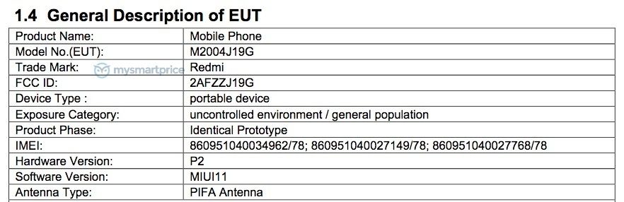 具有4920mAh電池的Redmi 9、10W可充電支持袋FCC認(rèn)證，即將推出