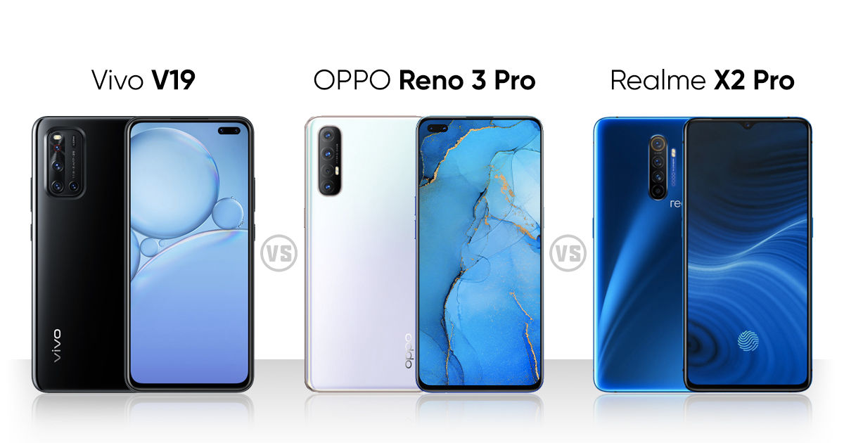 Vivo V19 vs OPPO Reno 3 Pro vs Realme X2 Pro：印度價格，規(guī)格和功能比較