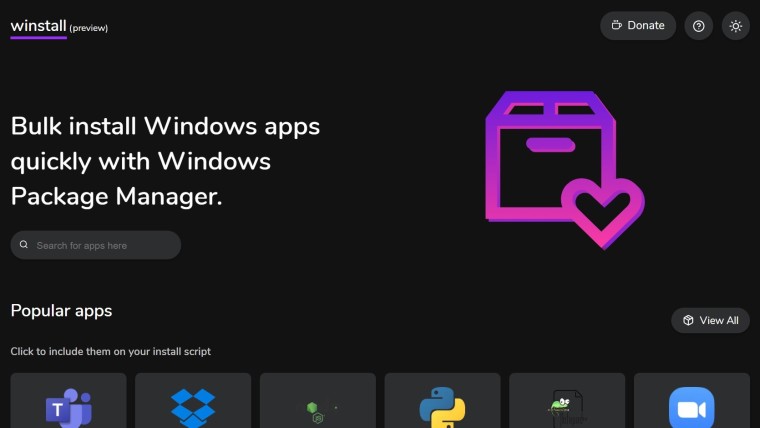 Winstall.app是Windows軟件包管理器的基于Web的GUI