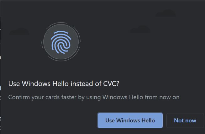 Google Chrome支持“ Windows Hello”面部解鎖和指紋以進行付款身份驗證