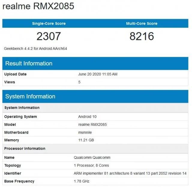 帶有12GB RAM的Realme X3出現(xiàn)在GeekBench上