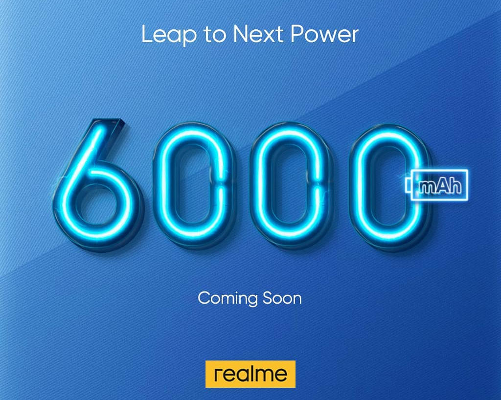 Realme嘲笑即將推出的6000mAh電池包裝型號