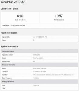 OnePlus Nord跳上Geekbench，確認(rèn)了所有地區(qū)的統(tǒng)一版本