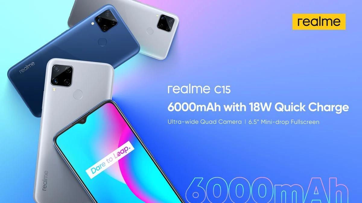 配備13MP四攝像頭，6,000mAh電池和18W快速充電的Realme C15首次亮相，價(jià)格約為137美元