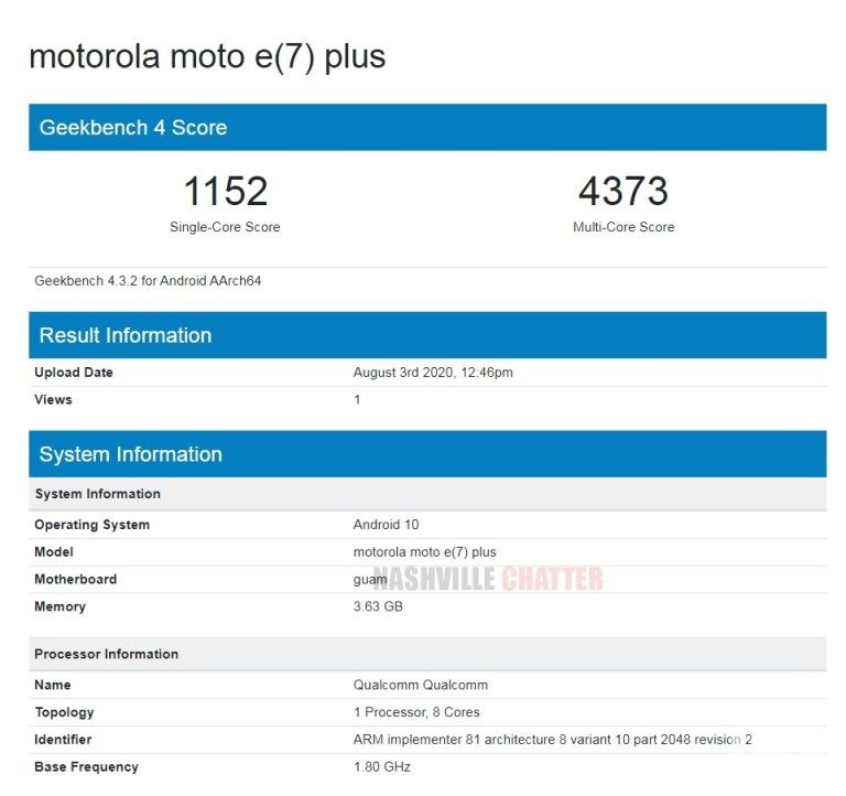 摩托羅拉Moto E7 Plus Geekbench上市發(fā)現(xiàn)，發(fā)射可能臨近