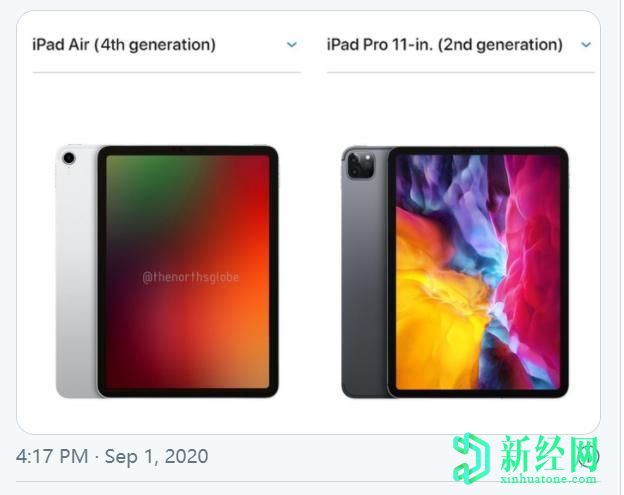 蘋果iPad Air 4帶邊框，渲染圖與2020 iPad Pro進(jìn)行了比較