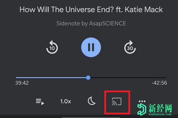 谷歌播客在Android的“正在播放的頁面”中獲取了“投射”按鈕