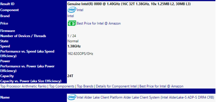 英特爾第12代Intel Alder Lake-S處理器功能泄漏