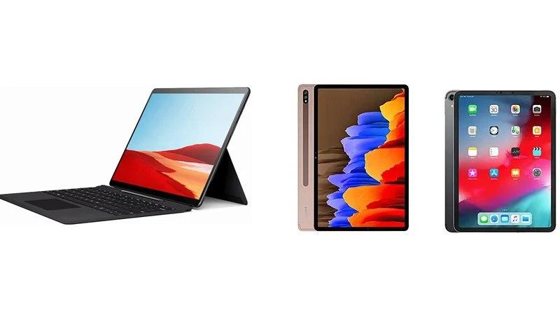 微軟Surface Pro X 2020和iPad Pro以及三星Galaxy Tab S7 +,規(guī)格對(duì)比