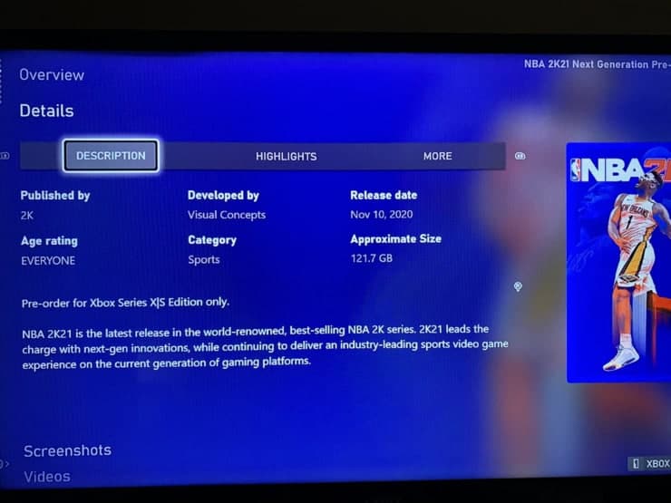 NBA 2K21在Xbox Series X上非常強大，重量超過120GB