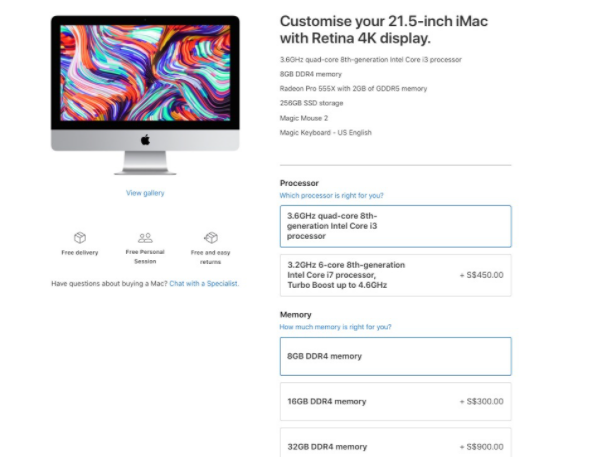 Apple刪除了4K 21.5英寸iMac的512GB和1TB SSD配置選項(xiàng)