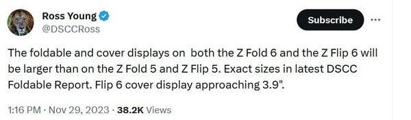 曝三星Z Fold6/Z Flip6擁有更大的內(nèi)外屏！接近4英寸